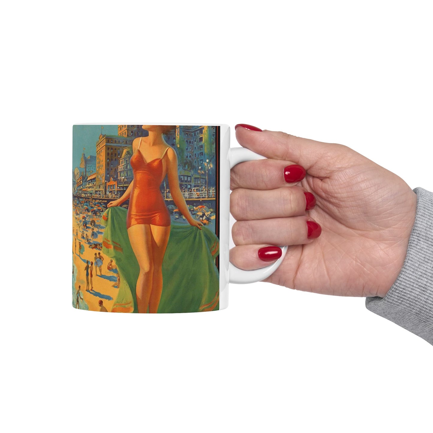 Atlantic City— America’s All-Year Resort, Pennsylvania Railroad, painting by Edward Mason Eggleston Beautiful Novelty Ceramic Coffee Mug 11oz