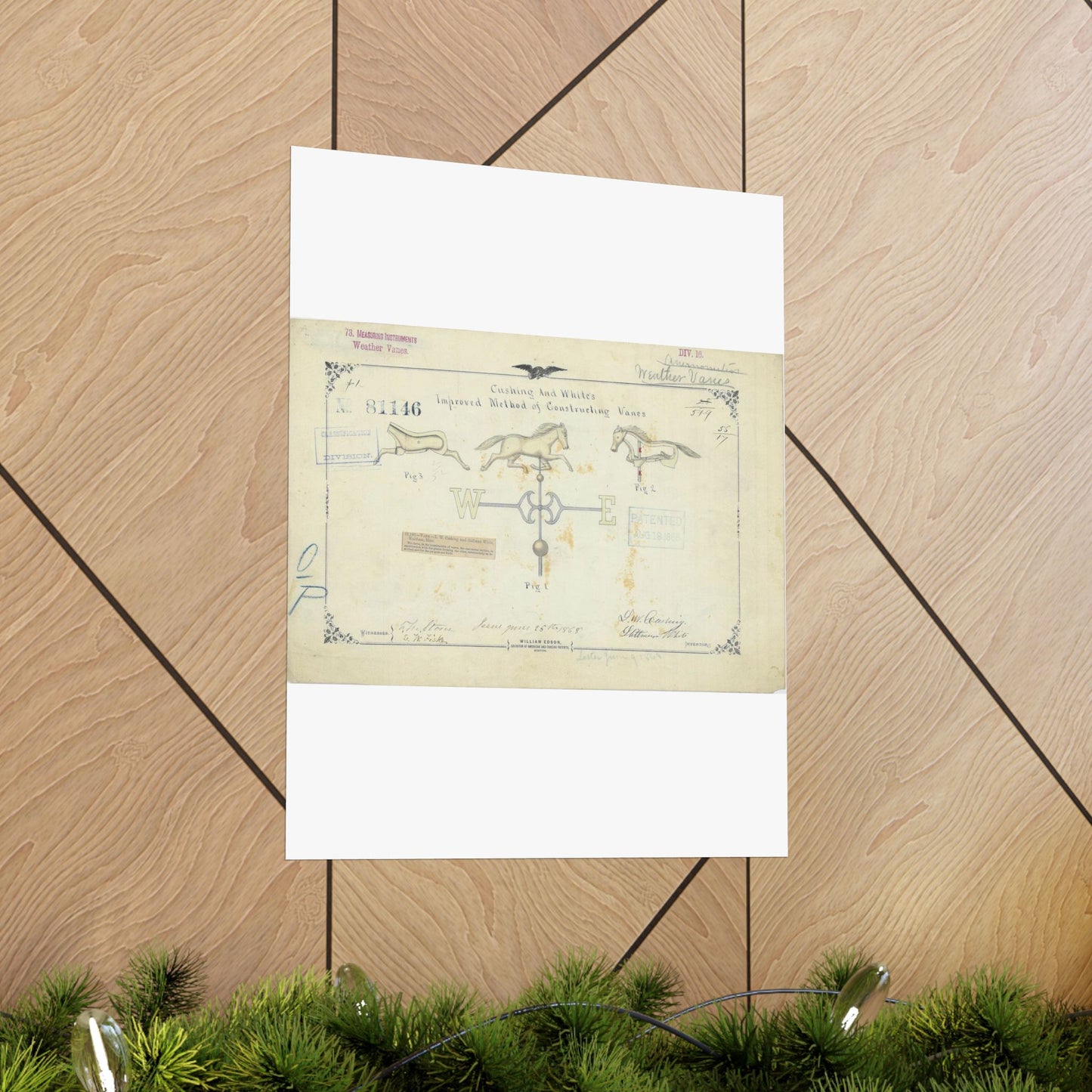 Patent drawing - Drawing of an Improved Method of Constructing Vanes Public domain  image High Quality Matte Wall Art Poster for Home, Office, Classroom