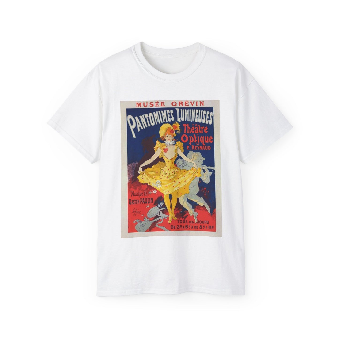 Affiche pour le Musée Grévin, "Pantomimes lumineuses". White T-Shirt Gildan 2000 Cotton Unisex