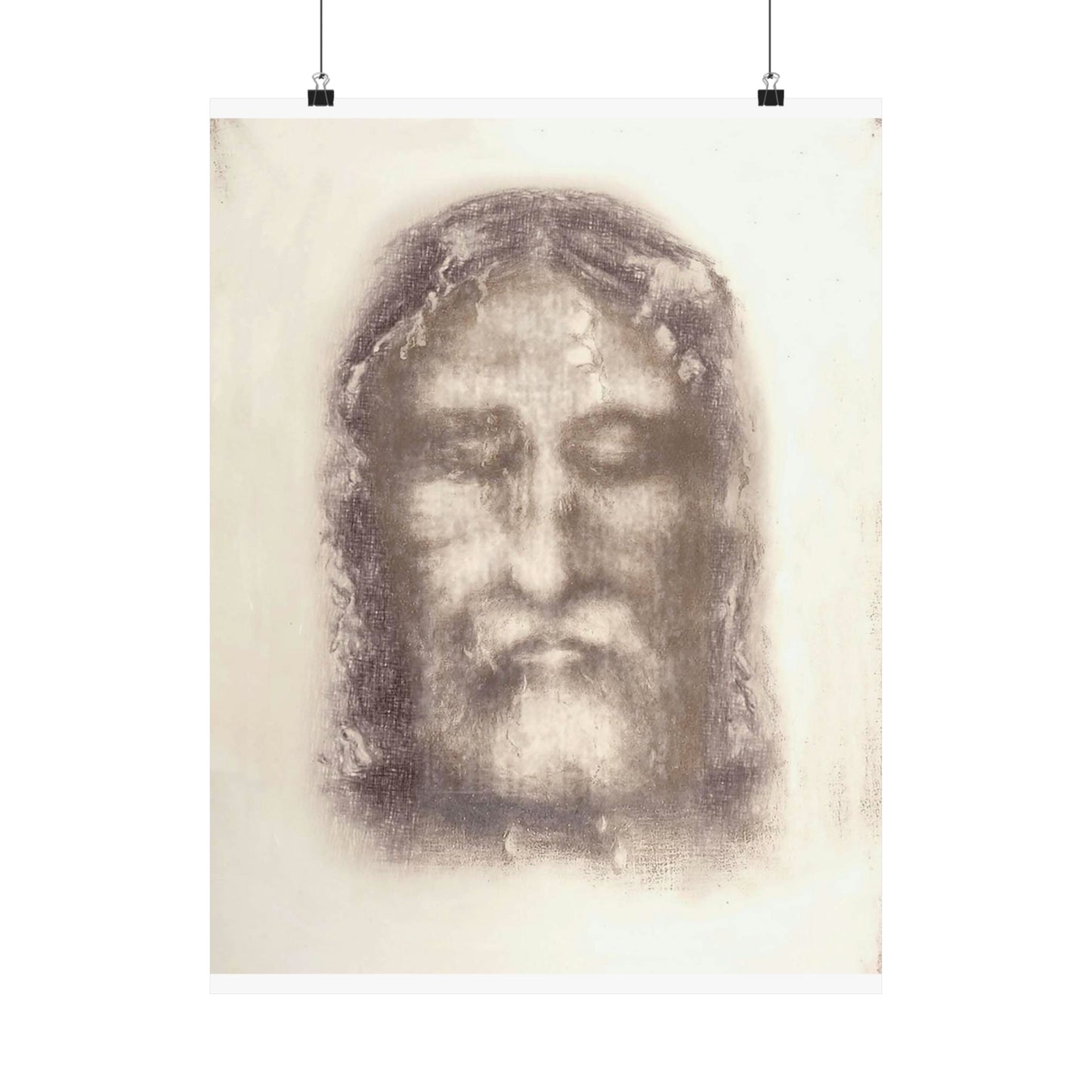 Holy Face of Jesus from Shroud of Turin (1909) High Quality Matte Wall Art Poster for Home, Office, Classroom