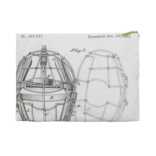 Patent drawing - Drawing of a "Mask for Base Ball Catchers" Public domain  image Large Organizer Pouch with Black Zipper