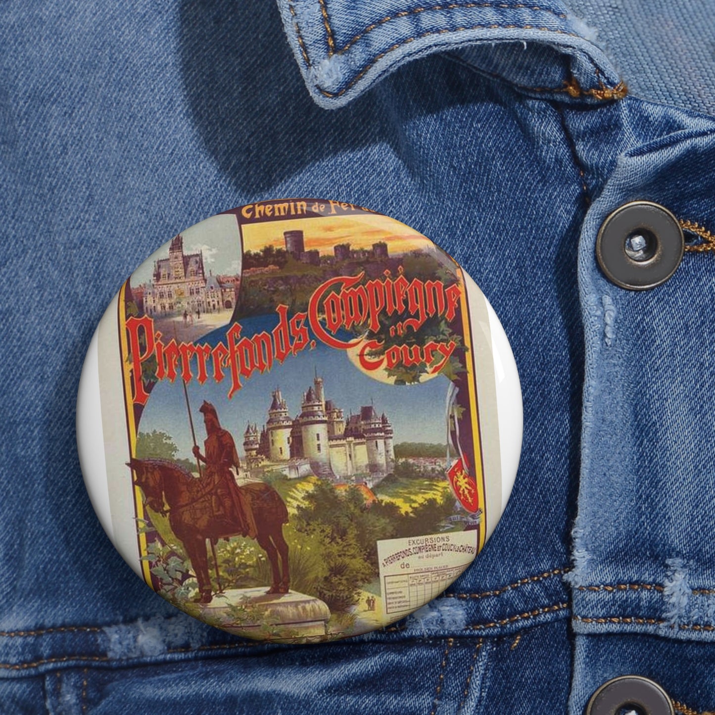 Affiche pour la Cie du Nord : "Pierrefonds". Pin Buttons with Crisp Design