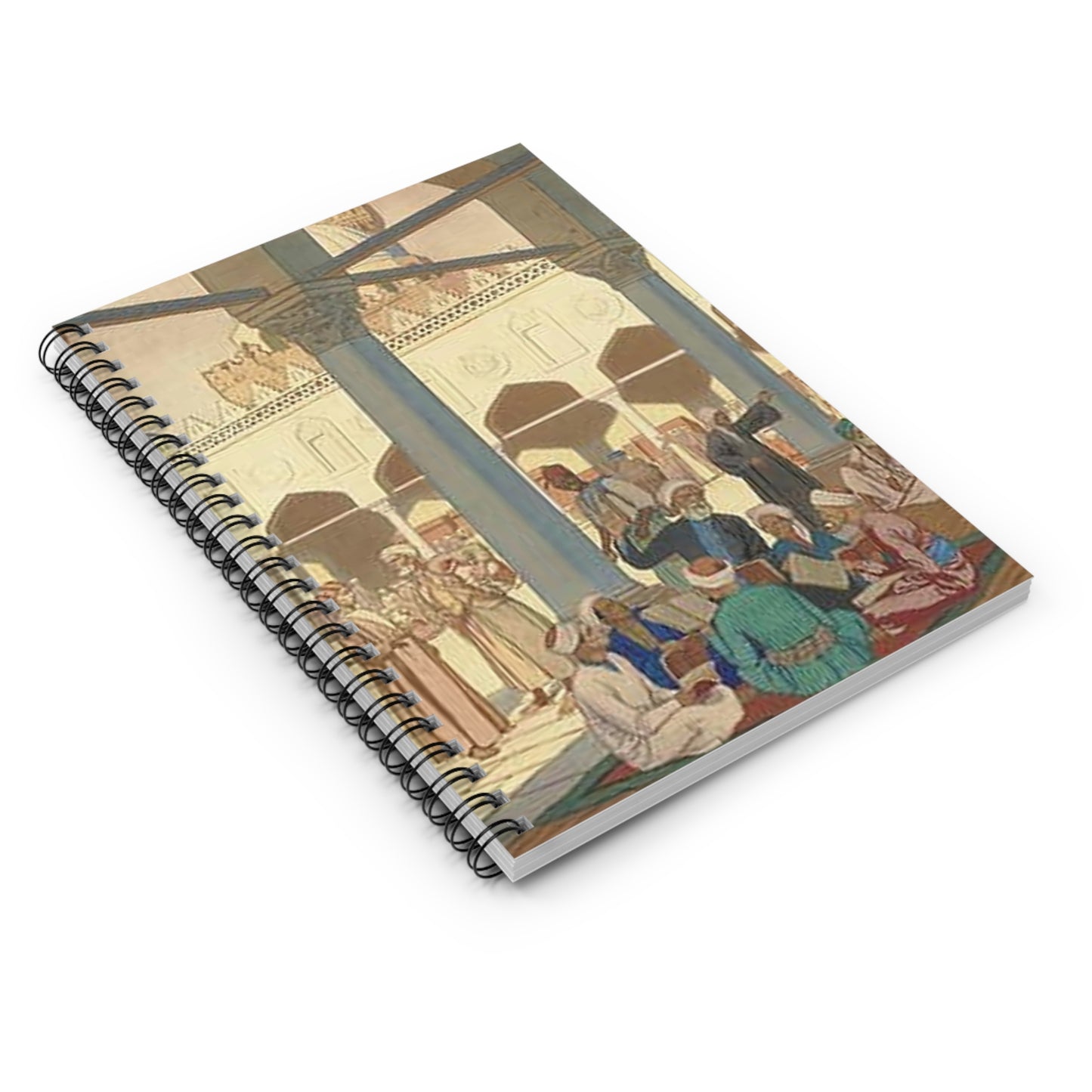 Ivan Bilibin - courtyard-of-al-azhar-mosque-and-university-complex-in-cairo-19001 Spiral Bound Ruled Notebook with Printed Cover