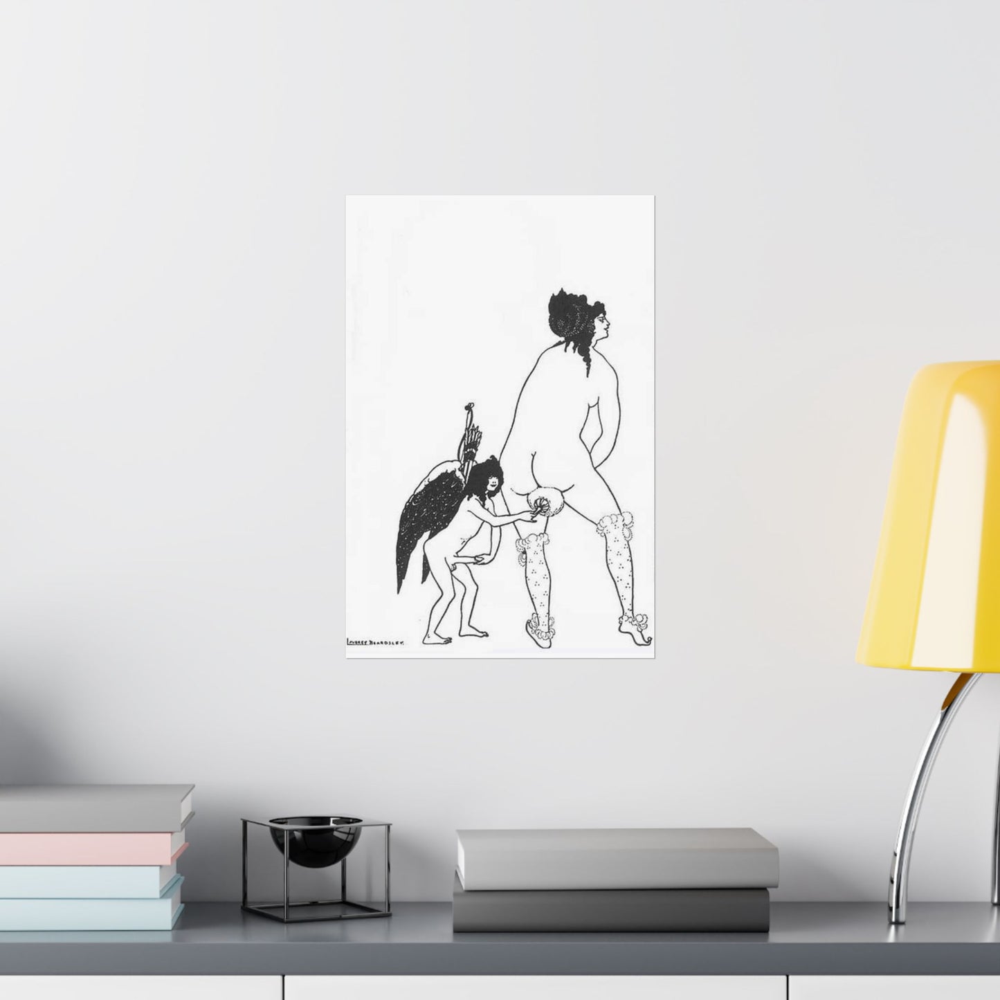 Beardsley Lampito - A drawing of a man and a woman holding hands High Quality Matte Wall Art Poster for Home, Office, Classroom