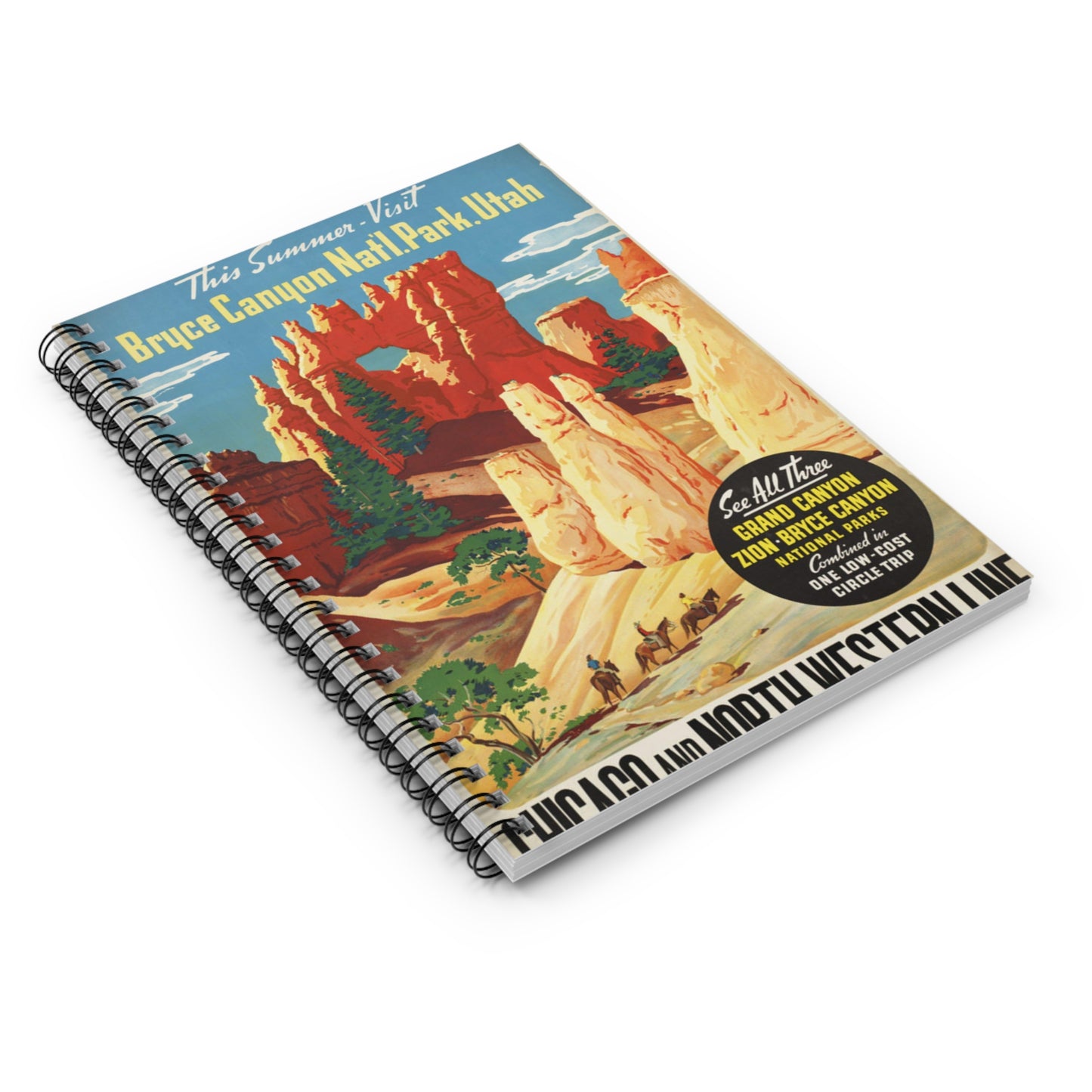 Vintage Travel Posters, 1920s-1930s Spiral Bound Ruled Notebook with Printed Cover