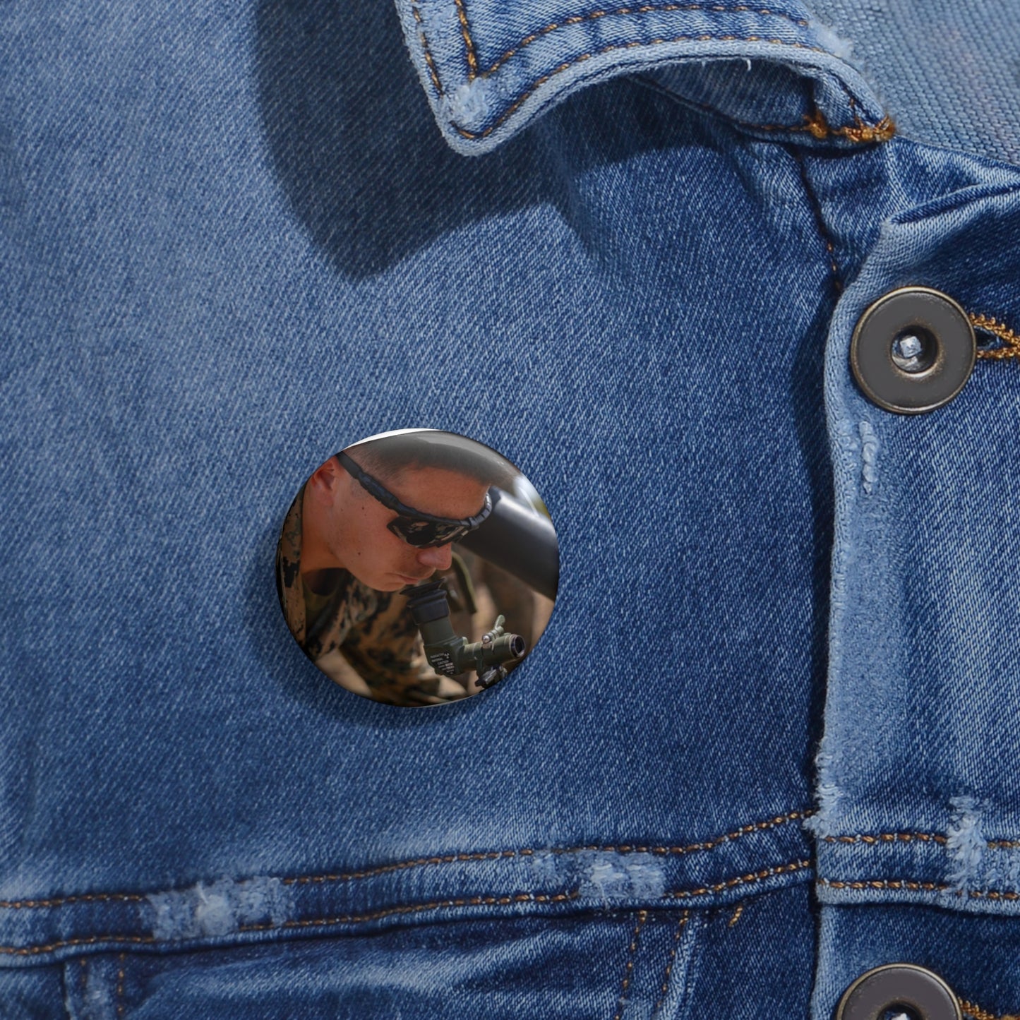 U.S. Marine Corps Lance Cpl. Dillen Griffin with Ground Pin Buttons with Crisp Design