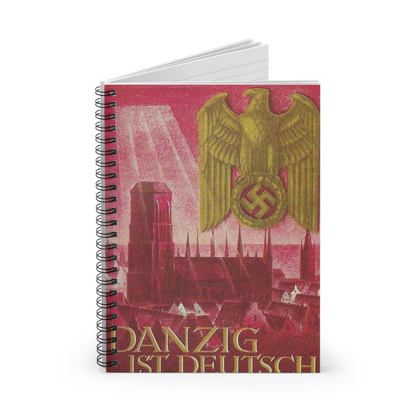 Nazi World War II poster Danzig is German Spiral Bound Ruled Notebook with Printed Cover