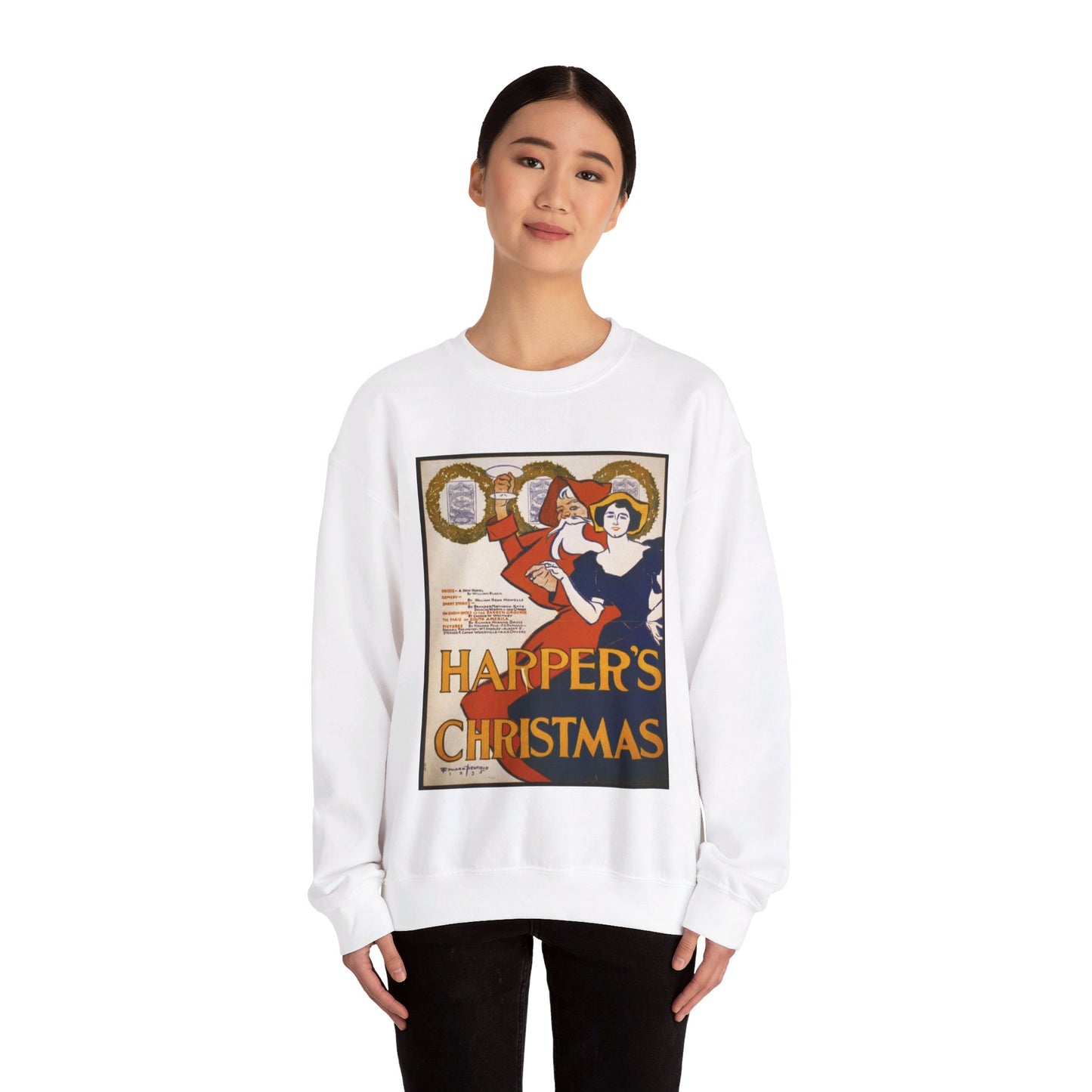 Edward Penfield - Harper's [for] Christmas, Art Nouveau Poster White Heavy Blend Adult Crew Neck SweatShirt