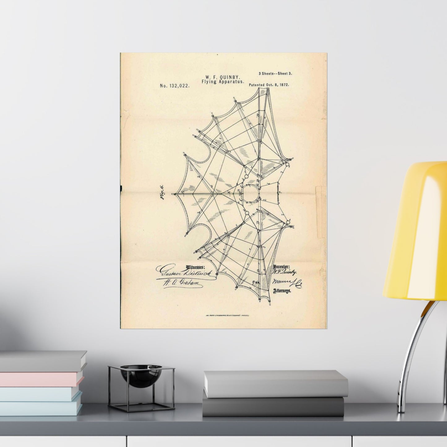 Patent Case File No. 132,022, Flying Apparatus, Inventor- Watson F. Quinby - DPLA - 1408d735868117dc44f964123674e332 (page 32) High Quality Matte Wall Art Poster for Home, Office, Classroom