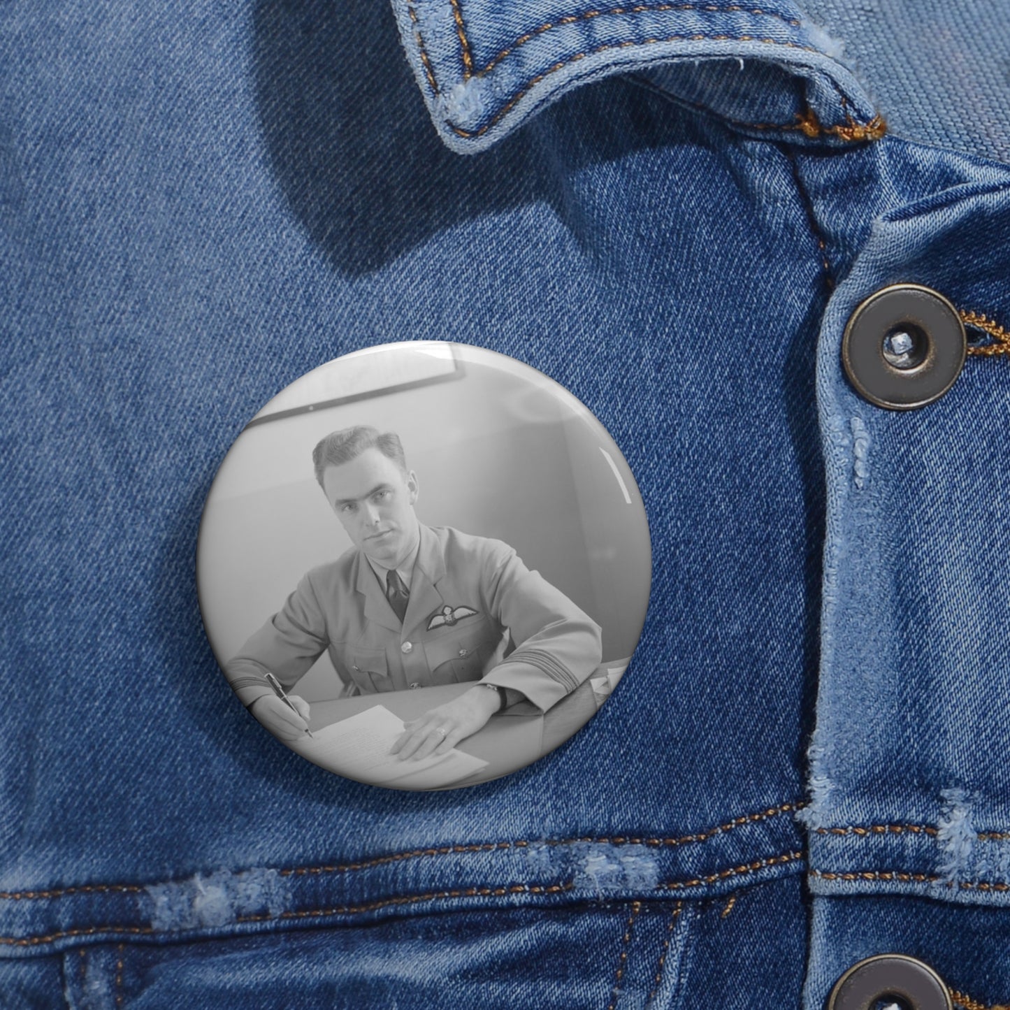 Unidentified Man, about 1940-1944 Pin Buttons with Crisp Design