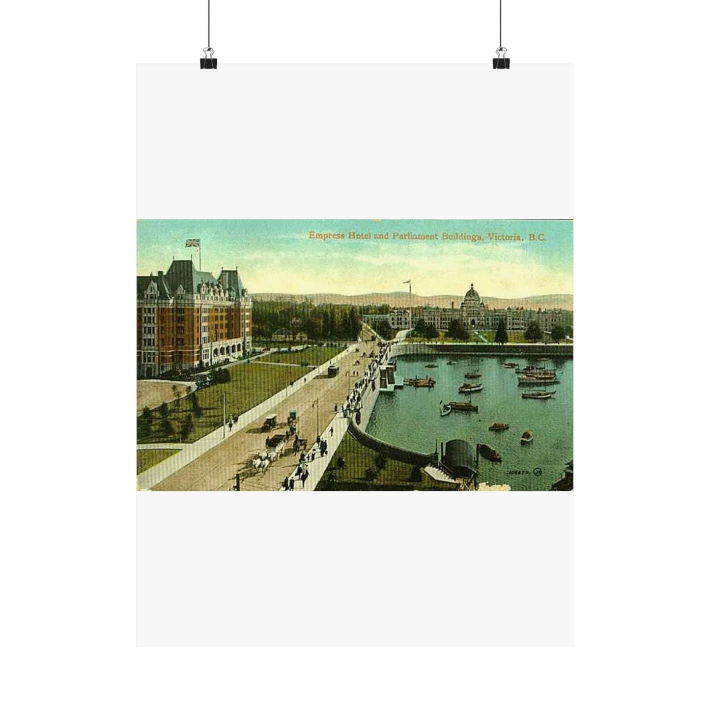 Empress Hotel and Parliament Buildings by the harbor in Victoria, British Columbia, between 1903 and 1913 (AL+CA 2080) High Quality Matte Wall Art Poster for Home, Office, Classroom