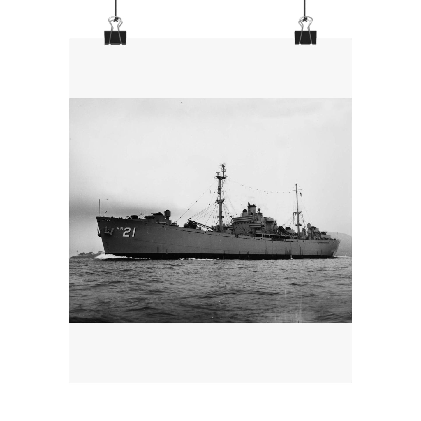 USS Dionysus (AR-21) underway, circa 1952-1955 (USN 1045360) High Quality Matte Wall Art Poster for Home, Office, Classroom