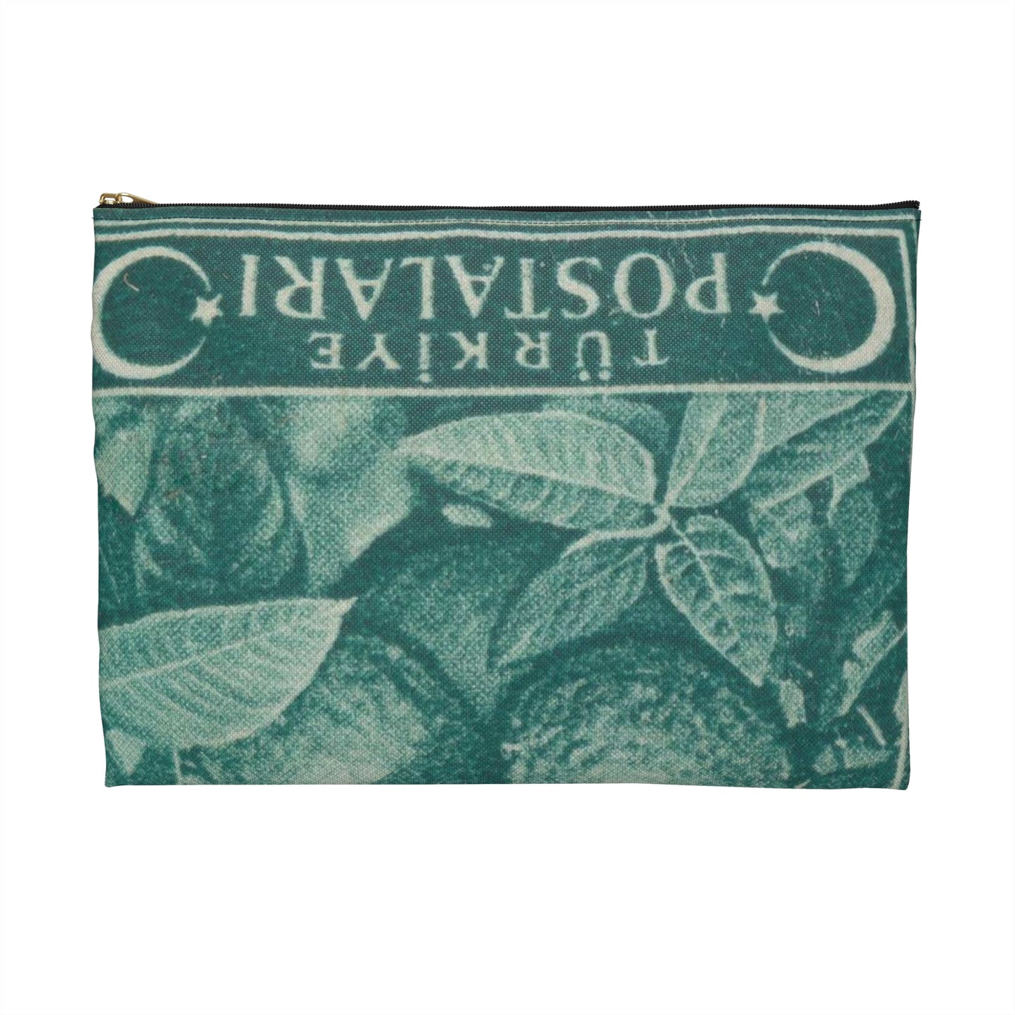 Frimärke ur Gösta Bodmans filatelistiska motivsamling, påbörjad 1950.Frimärke från Turkiet, 1942. Motiv av gren med apelsiner. Large Organizer Pouch with Black Zipper