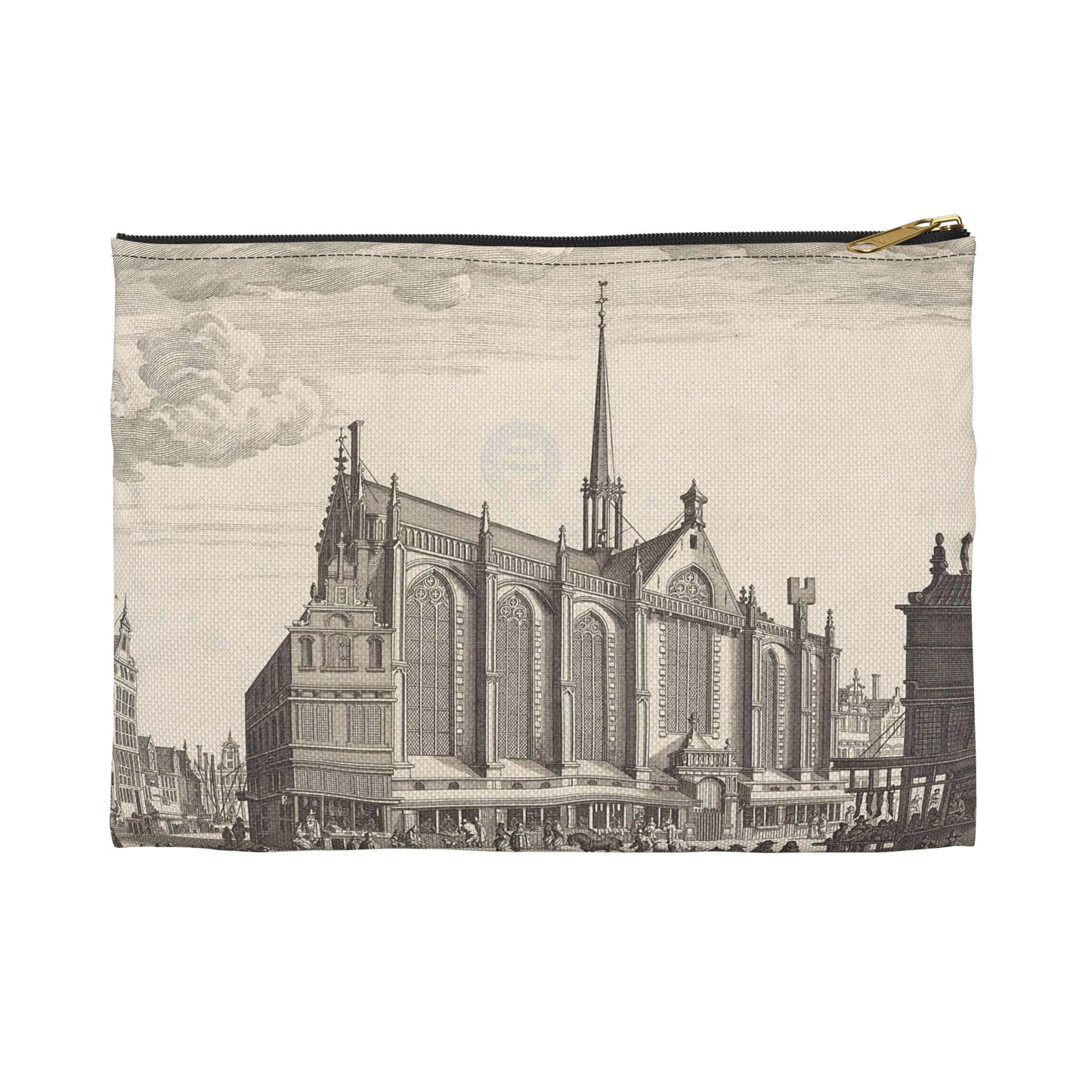 Gezicht op de Heilige Stede (Nieuwezijds Kapel) te Amsterdam Large Organizer Pouch with Black Zipper