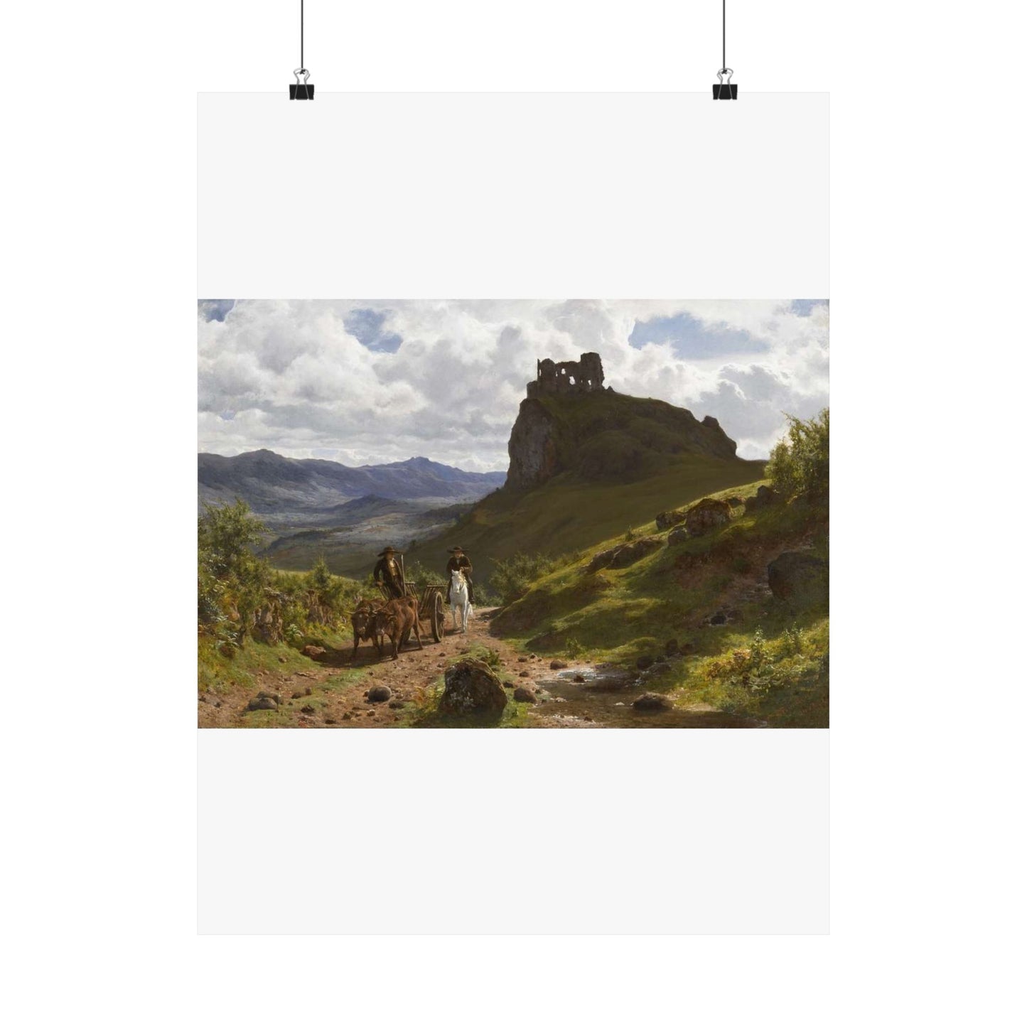 Auguste Bonheur - Les ruines du château d'Apchon High Quality Matte Wall Art Poster for Home, Office, Classroom