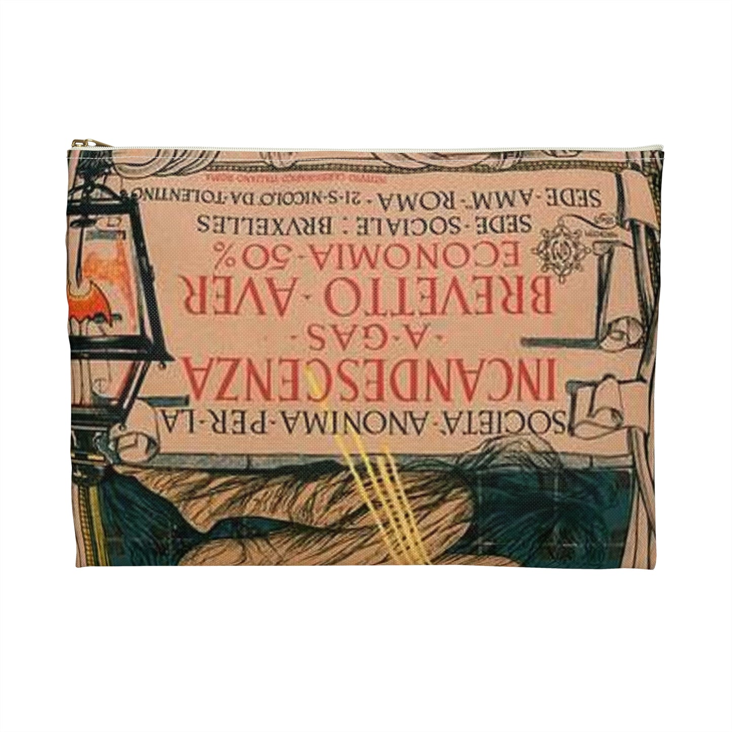 Affiche italienne pour l' "Incandescence par le Gaz, Système Auer" Large Organizer Pouch with Black Zipper