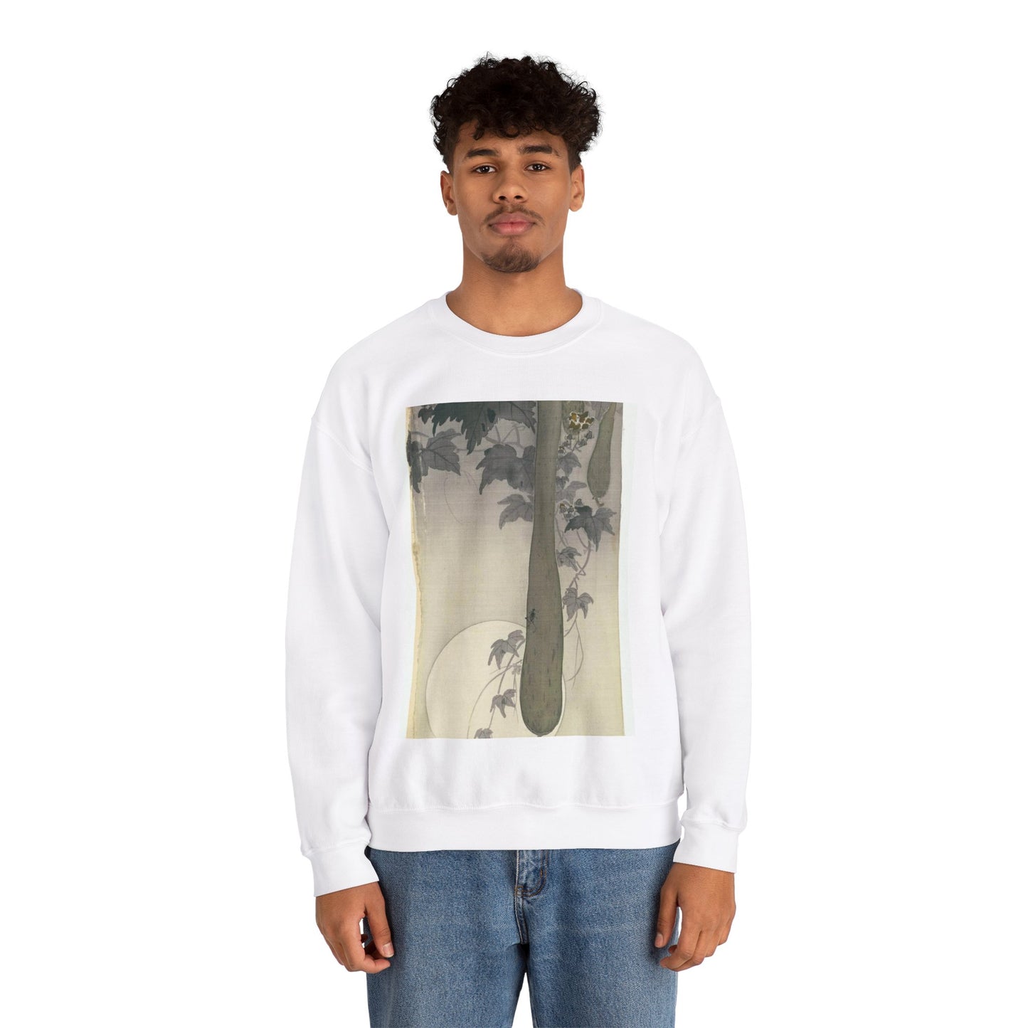 Wilde komkommer met volle maan, Ohara Koson White Heavy Blend Adult Crew Neck SweatShirt