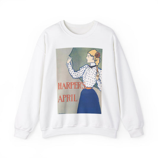 Edward Penfield, Harper's April White Heavy Blend Adult Crew Neck SweatShirt
