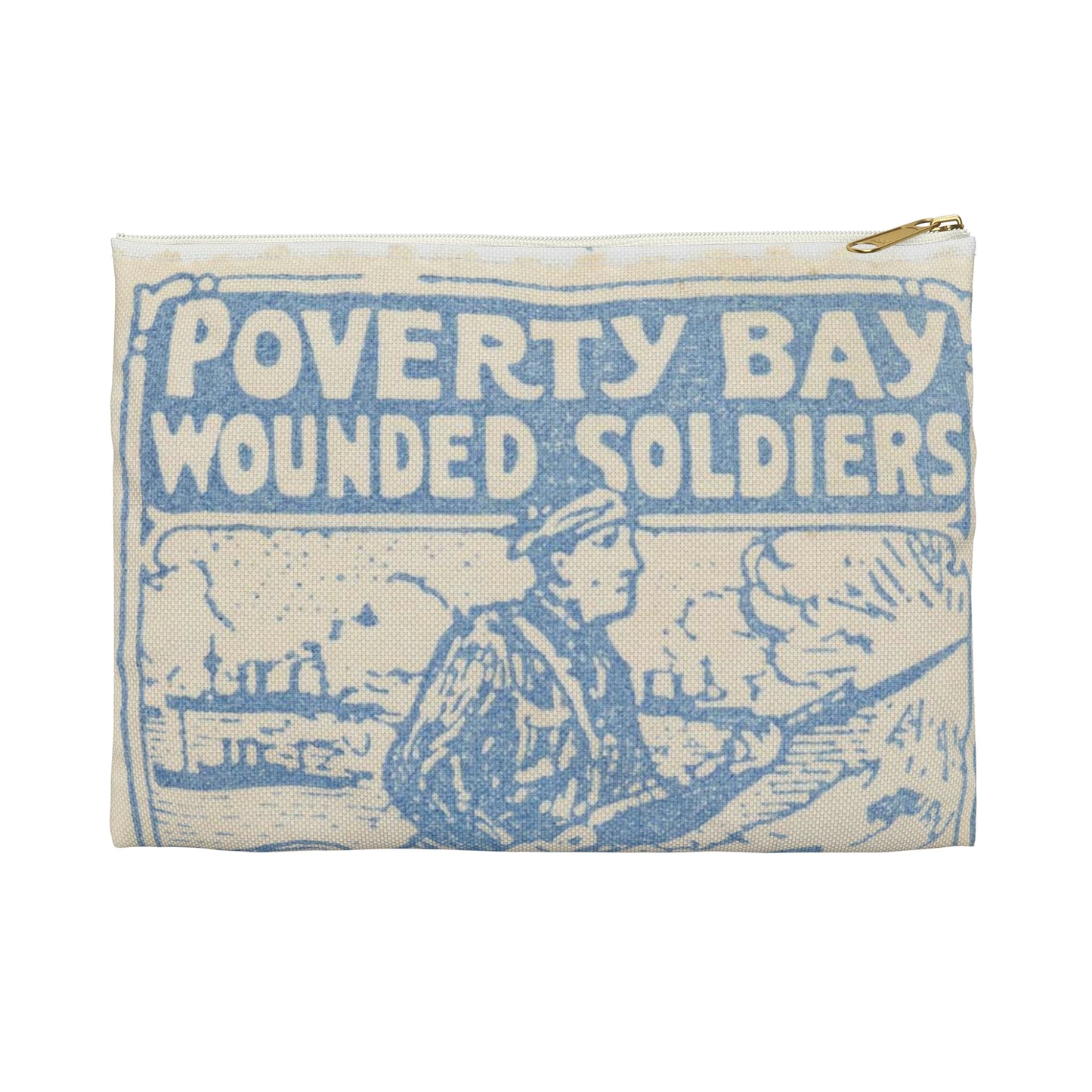 Philatelic item - "Cinderella", Poverty Bay Wounded Soldiers War Seal Large Organizer Pouch with Black Zipper