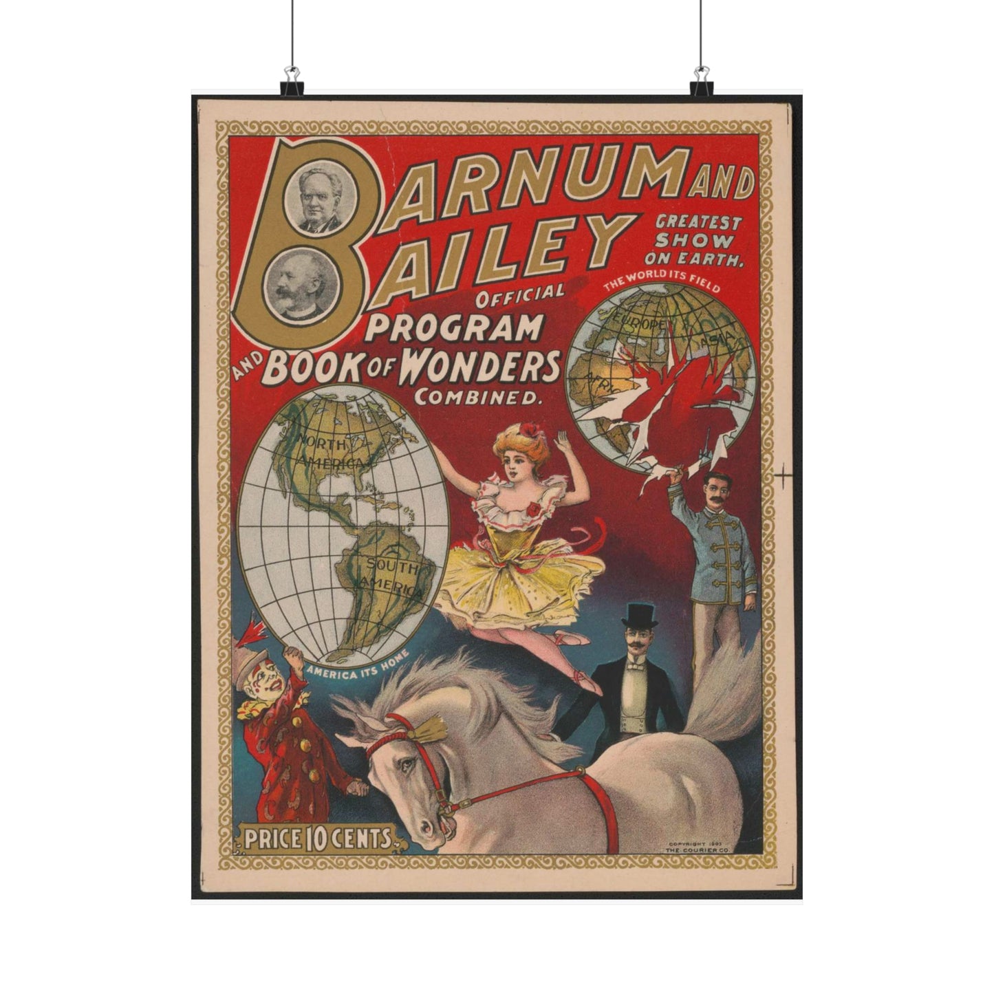 Barnum and Bailey official program and book of wonders combined High Quality Matte Wall Art Poster for Home, Office, Classroom