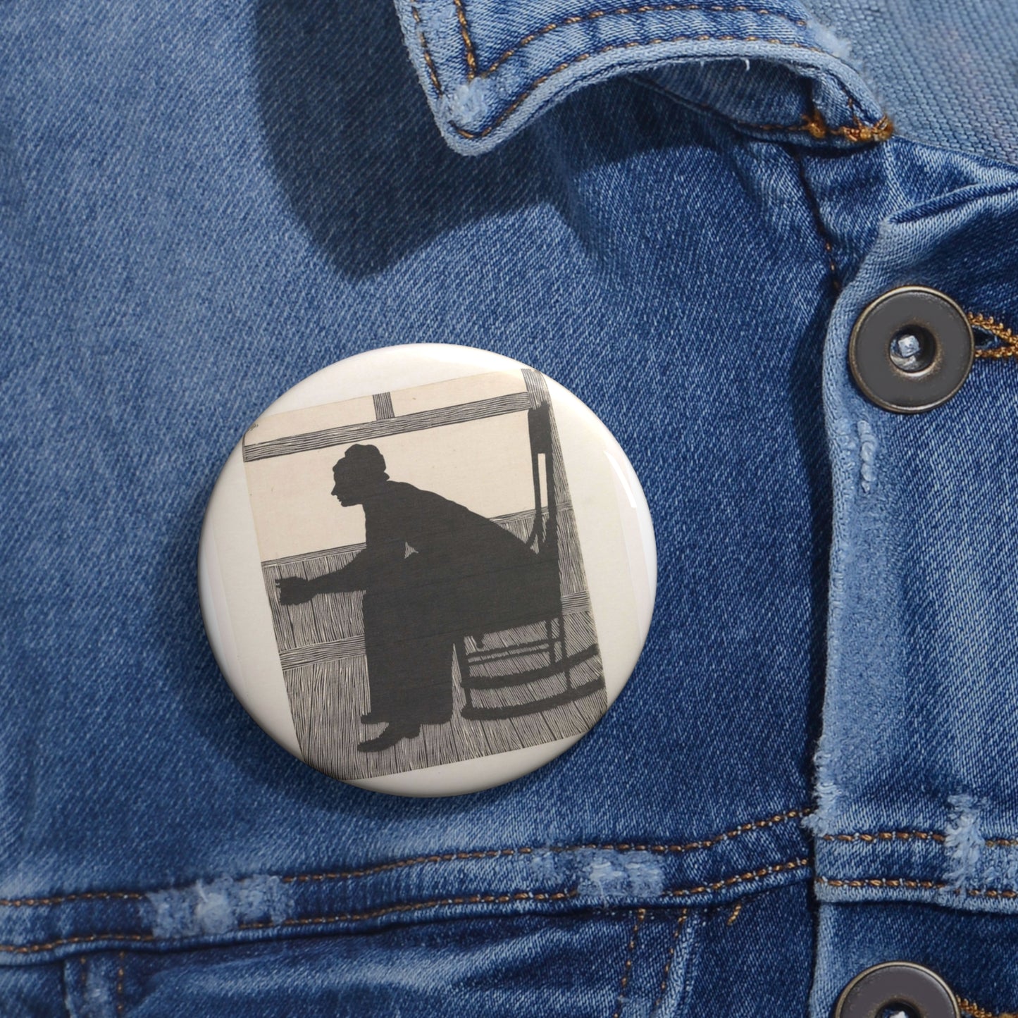 Samuel Jessurun de Mesquita - Silhouet (Vrouw in schommelstoel) Pin Buttons with Crisp Design