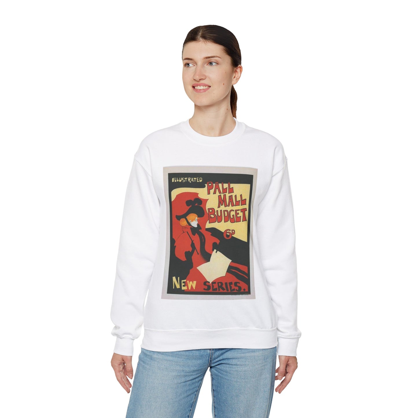 Affiche anglaise pour la revue hebdomadaire "Illustrated Pall Mall Budget". White Heavy Blend Adult Crew Neck SweatShirt