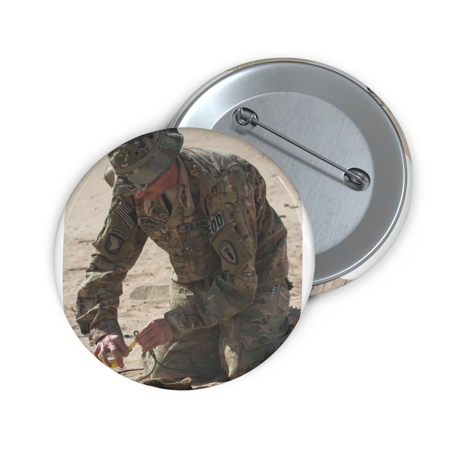 Sergeant Dustin Burkhalter, an explosive ordnance disposal Pin Buttons with Crisp Design