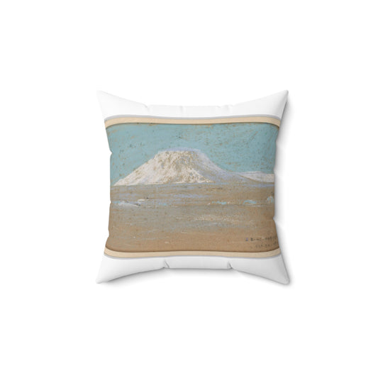 Sketch of a Mountain Rising from a Glacier Decorative Accent Square Pillow