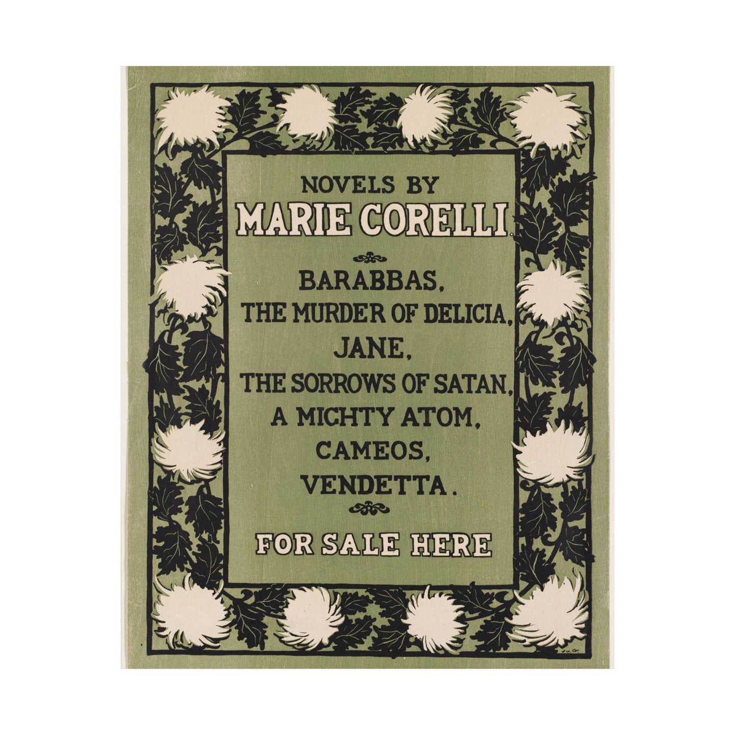 Novels by Marie Corelli, Art Nouveau poster High Quality Matte Wall Art Poster for Home, Office, Classroom