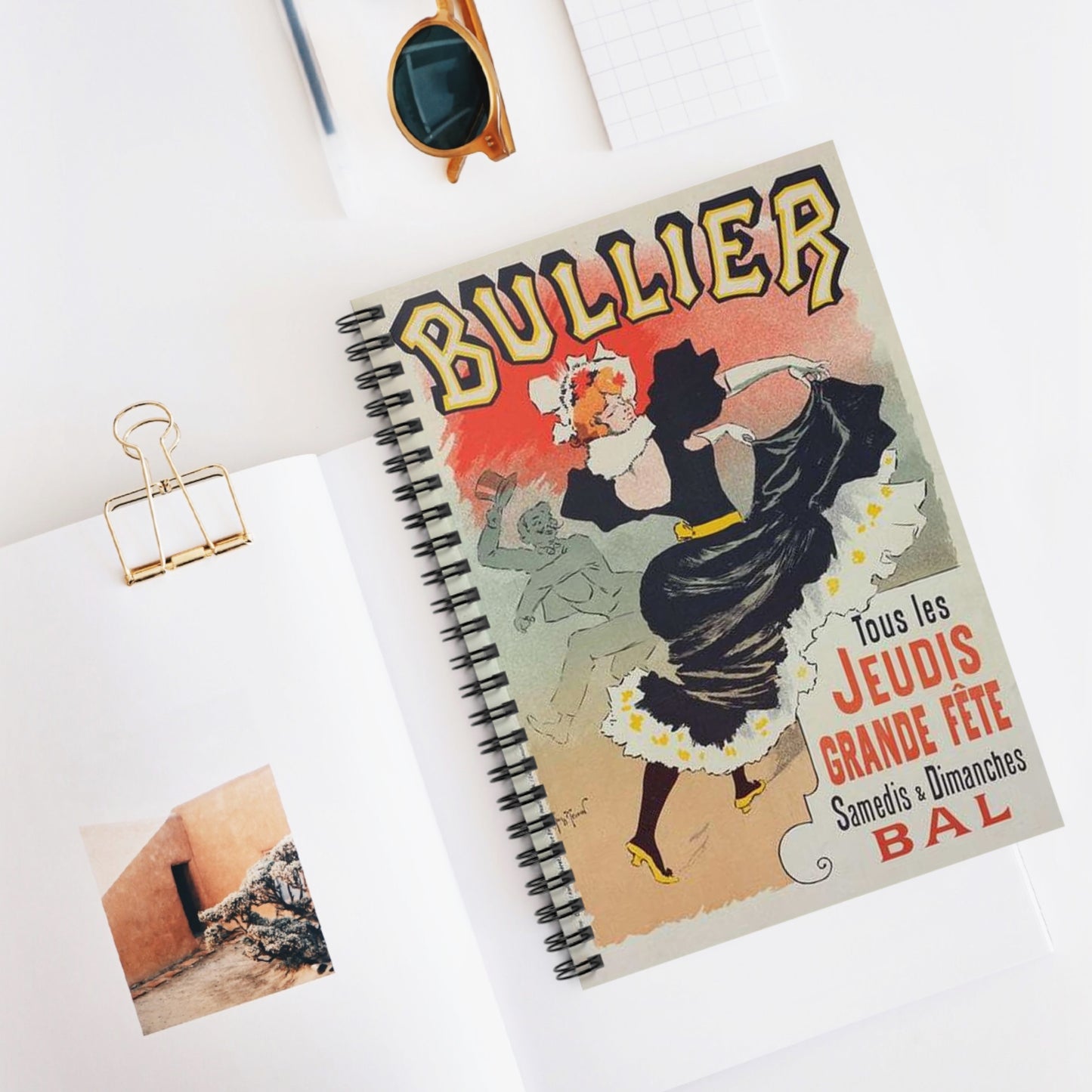 Affiche pour le "Bal Bullier".. Public domain reproduction. Spiral Bound Ruled Notebook with Printed Cover