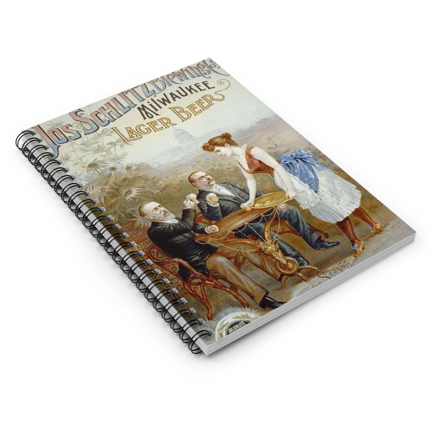 The whole nation enjoys Jos Schlitz Brewing Cos' Milwaukee lager beer Spiral Bound Ruled Notebook with Printed Cover