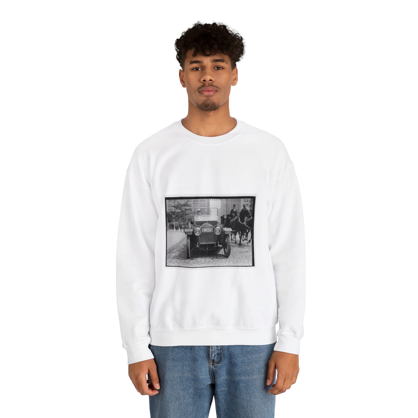 G.G.B. i.e., George Grantham Bain in Stutz White Heavy Blend Adult Crew Neck SweatShirt