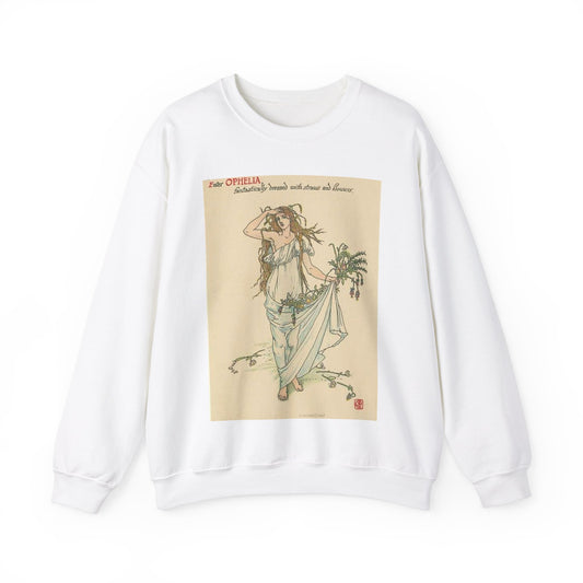 Enter Ophelia, fantastically dressed with straws and flowers. White Heavy Blend Adult Crew Neck SweatShirt