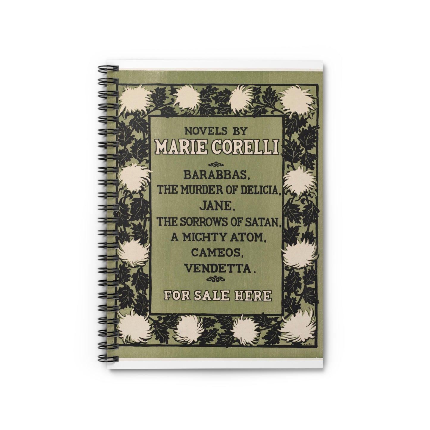 Novels by Marie Corelli, Art Nouveau poster Spiral Bound Ruled Notebook with Printed Cover