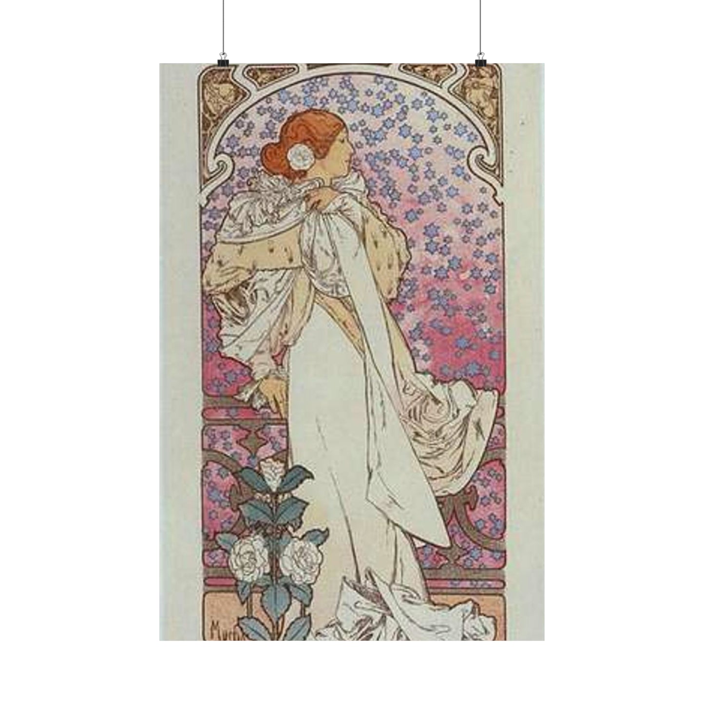 Affiche pour le Théâtre de la Renaissance, "la Dame aux Camélias". High Quality Matte Wall Art Poster for Home, Office, Classroom