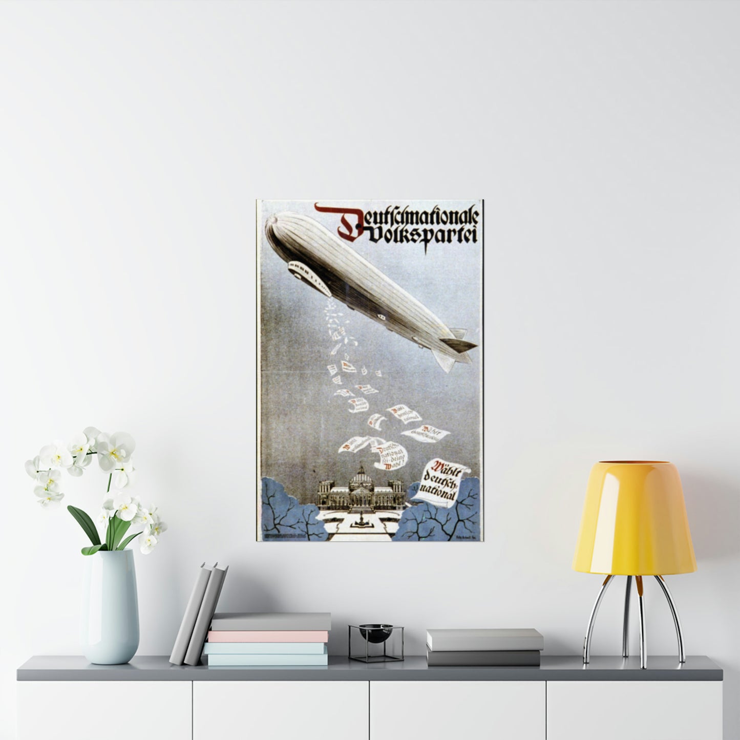 german election poster. oct 1924 -  Deutsche Zeppelin Reederei Company High Quality Matte Wall Art Poster for Home, Office, Classroom