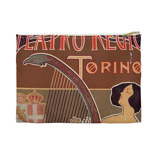 Affiche italienne pour le "Théâtre royal de Turin" Large Organizer Pouch with Black Zipper