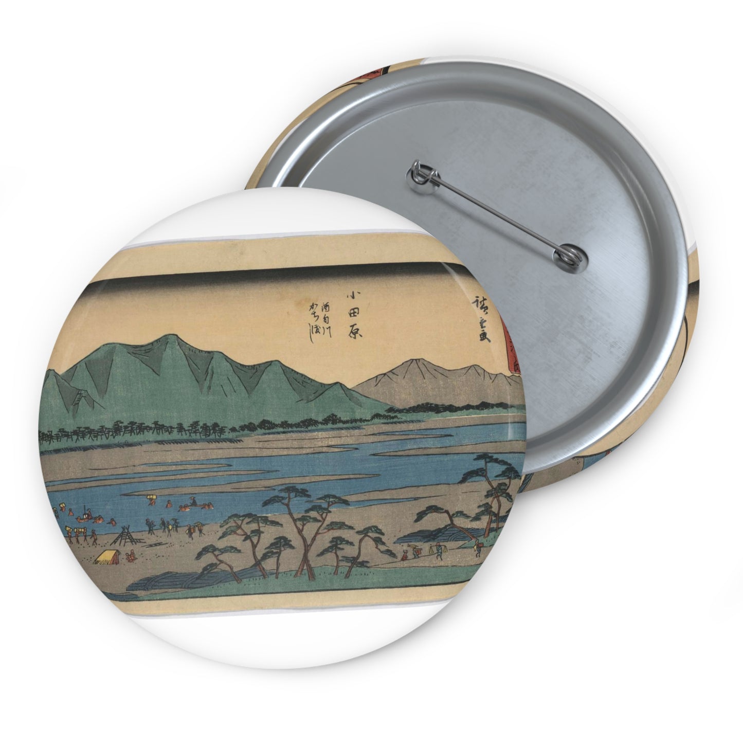 Utagawa Hiroshige - Odawara, Ando Hiroshige - Ukiyo e print Pin Buttons with Crisp Design