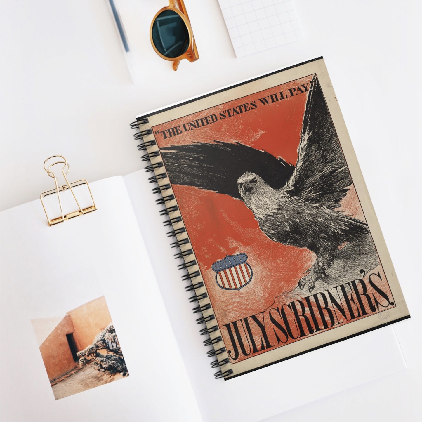 July Scribner's, "The United States will pay." Spiral Bound Ruled Notebook with Printed Cover