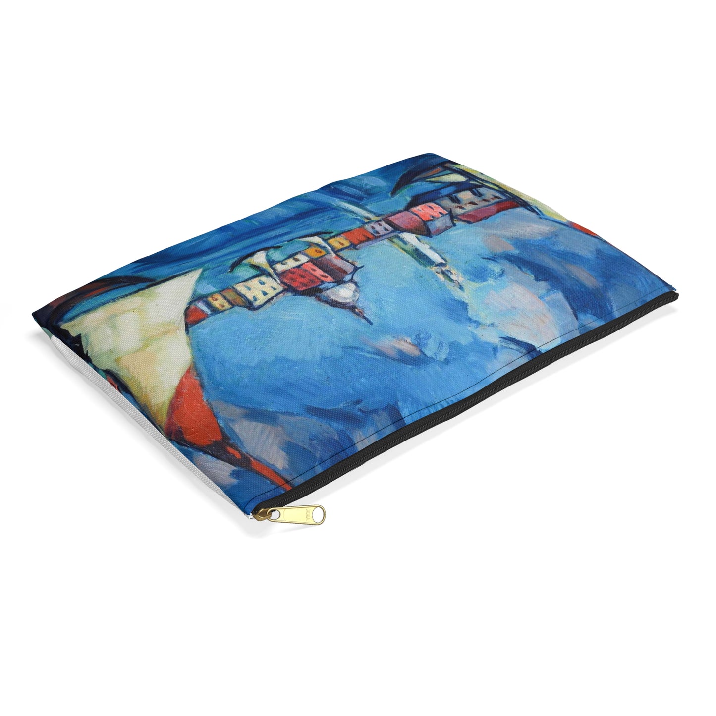 Magi veneetsia - A painting of boats in a harbor with buildings in the background Large Organizer Pouch with Black Zipper