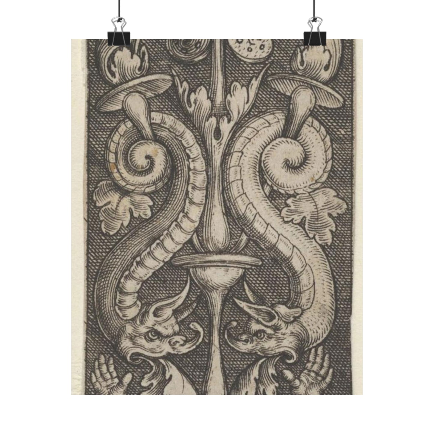 Vertical Panel with a Candelabrum Stemming from a Leaf-Faced Grostesque at Bottom High Quality Matte Wall Art Poster for Home, Office, Classroom