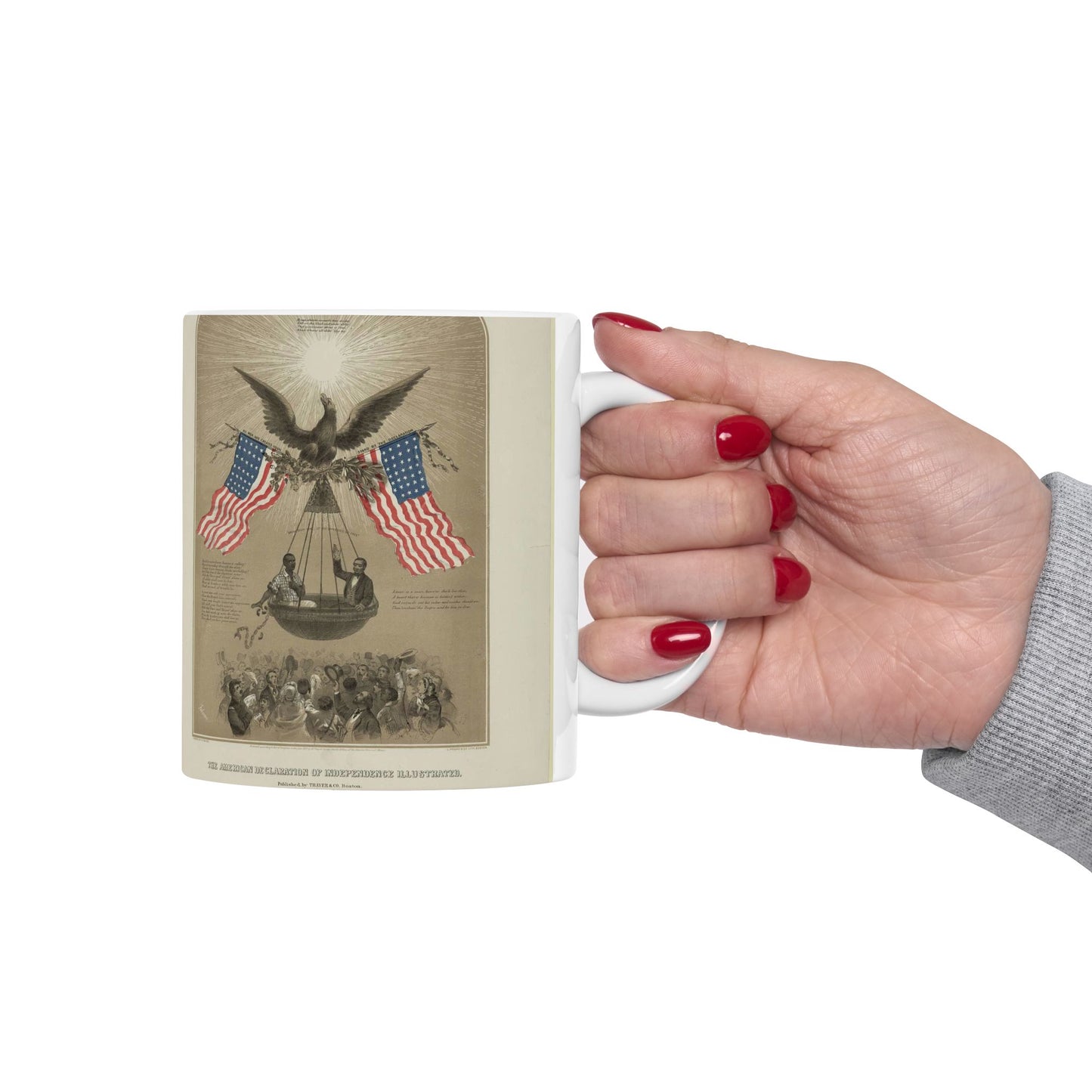 The American Declaration of Independence illustrated / Fabronious ; designed by R. Thayer ; L. Prang & Co. Lith., Boston. Beautiful Novelty Ceramic Coffee Mug 11oz