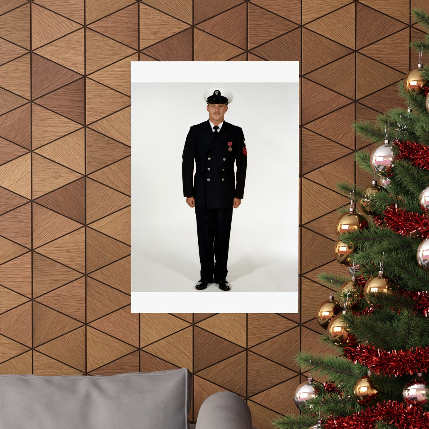 Uniform: Full dress blue, Navy enlisted men, ranks E-1 through E-6 High Quality Matte Wall Art Poster for Home, Office, Classroom