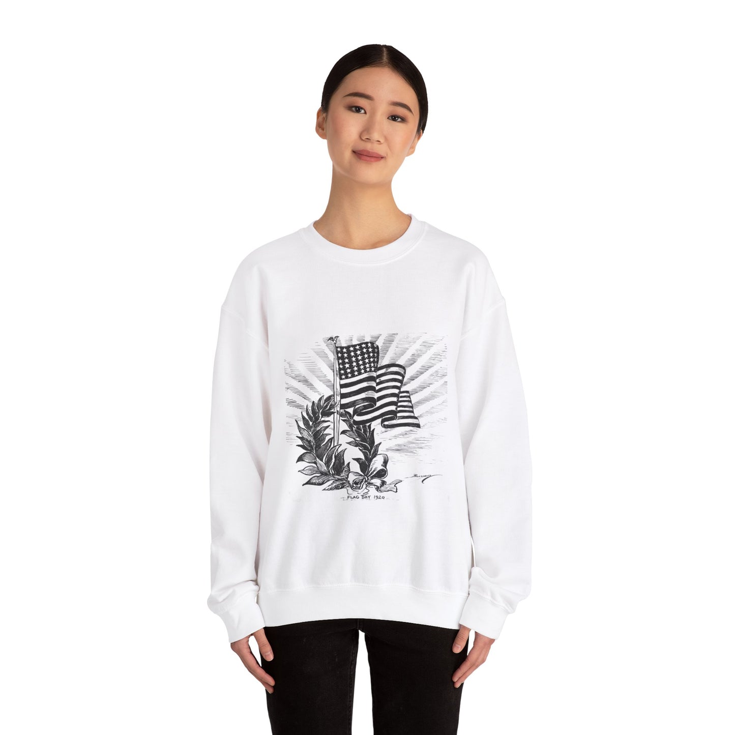 Flag Day, 1920 - Political cartoon, public domain image White Heavy Blend Adult Crew Neck SweatShirt