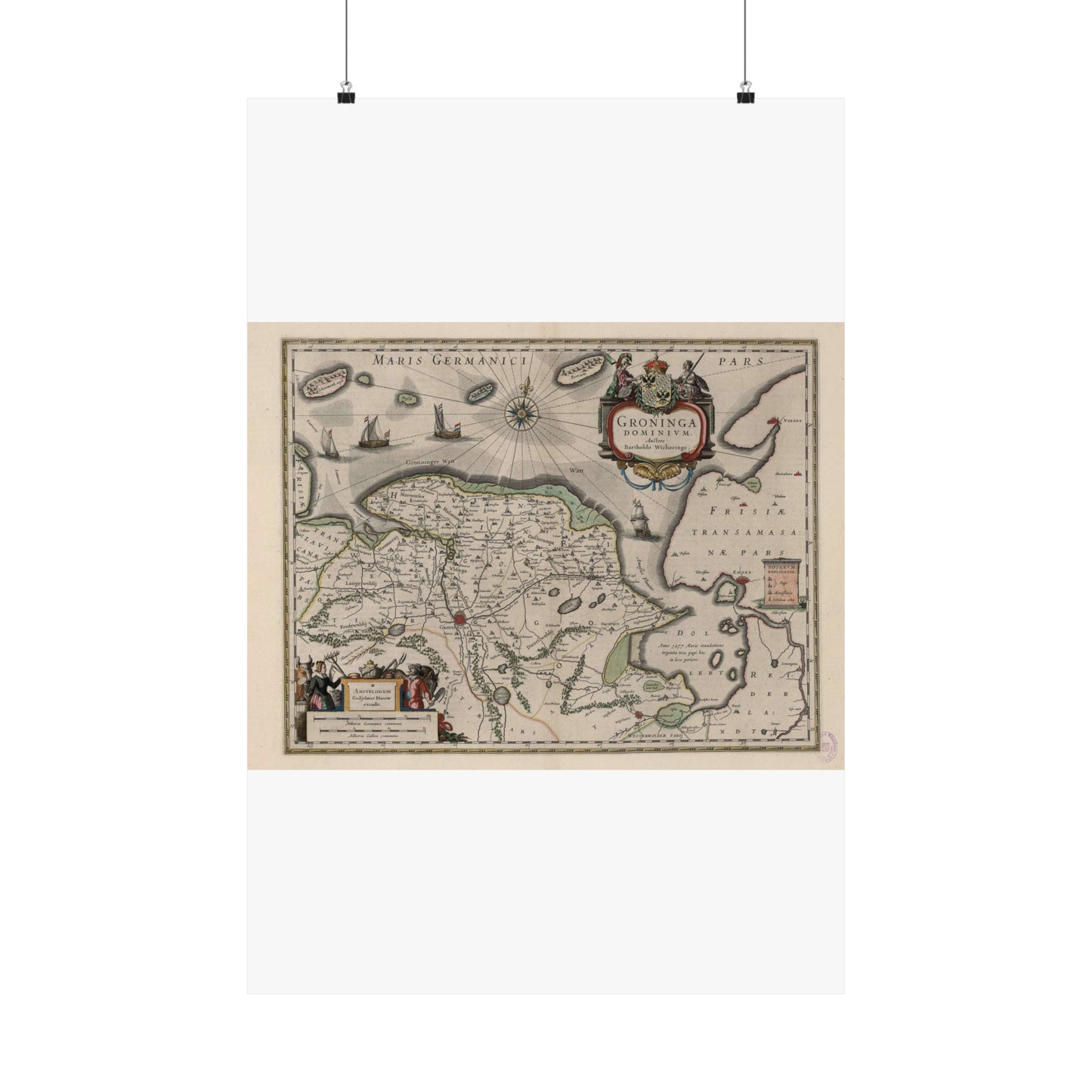 Blaeu 1645 - Groninga Dominium (2nd) High Quality Matte Wall Art Poster for Home, Office, Classroom