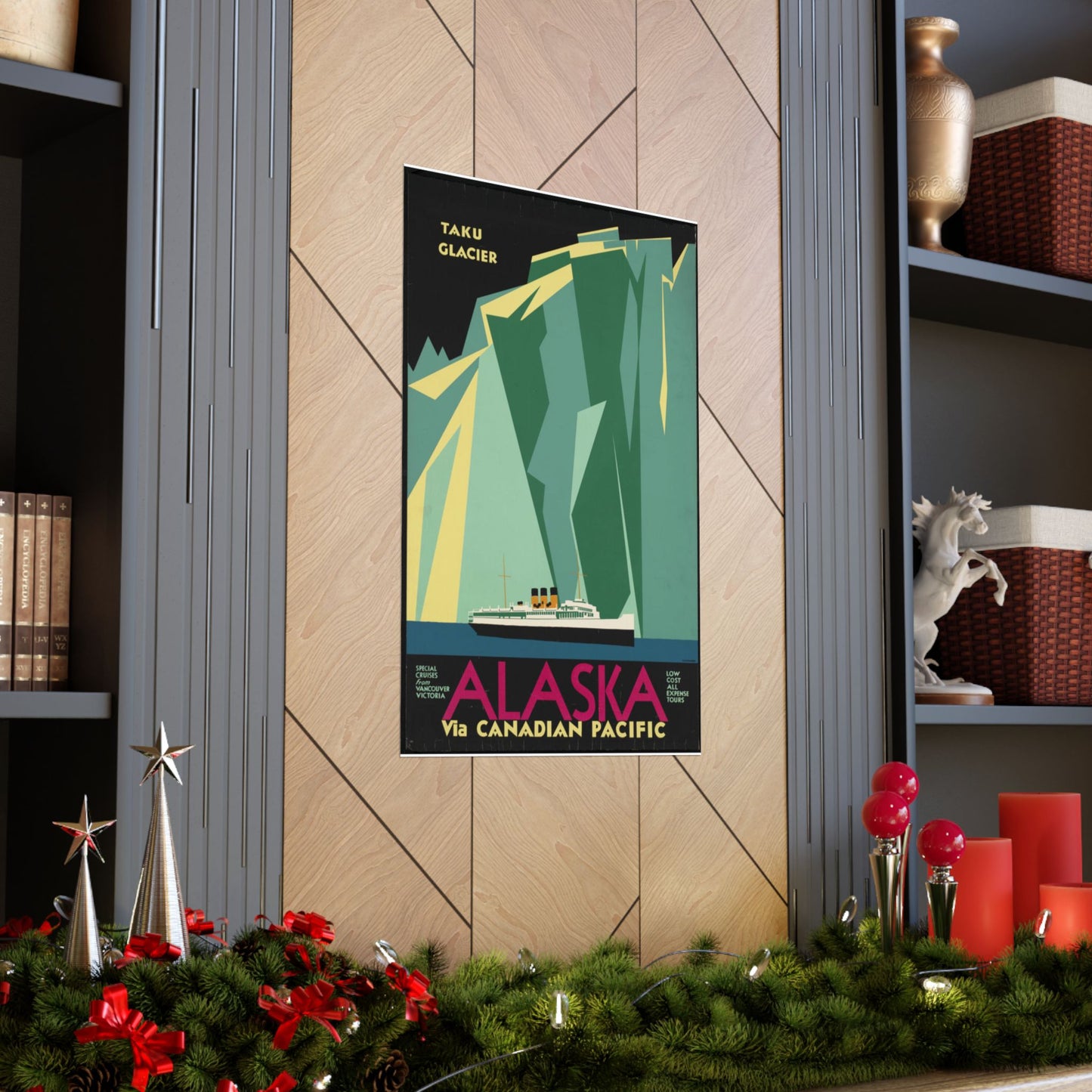 Alaska. Vintage Travel Poster., Art Deco Poster High Quality Matte Wall Art Poster for Home, Office, Classroom