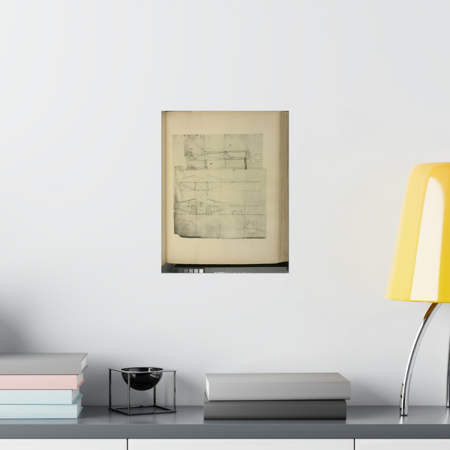 Patent drawing - Planche I et II du brevet n° 111.574 pris en France le 16 février 1876, par Penaud et Gauchot, pour «Un aéro-plane ou appareil aérien volant». Public domain  image High Quality Matte Wall Art Poster for Home, Office, Classroom