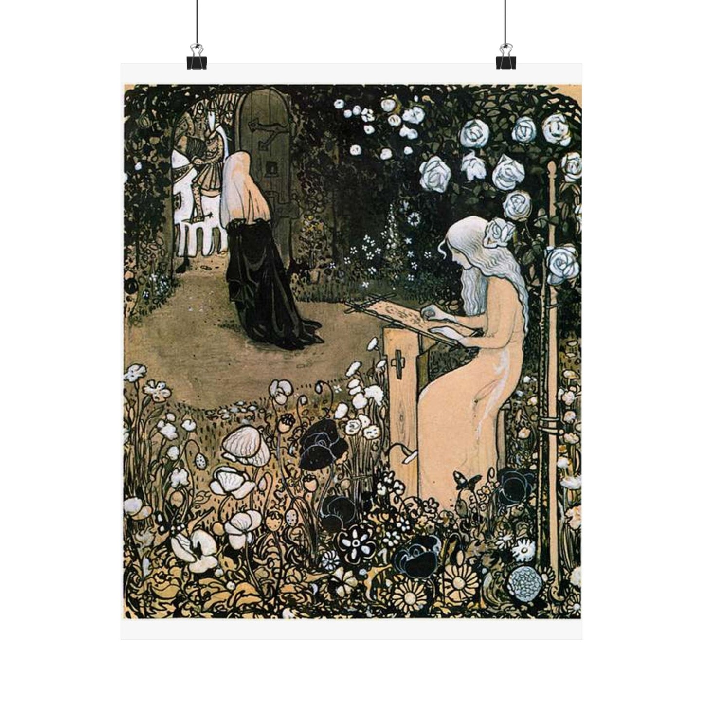 Jolantha 2 by John Bauer 1907 - Drawing. Public domain image. High Quality Matte Wall Art Poster for Home, Office, Classroom