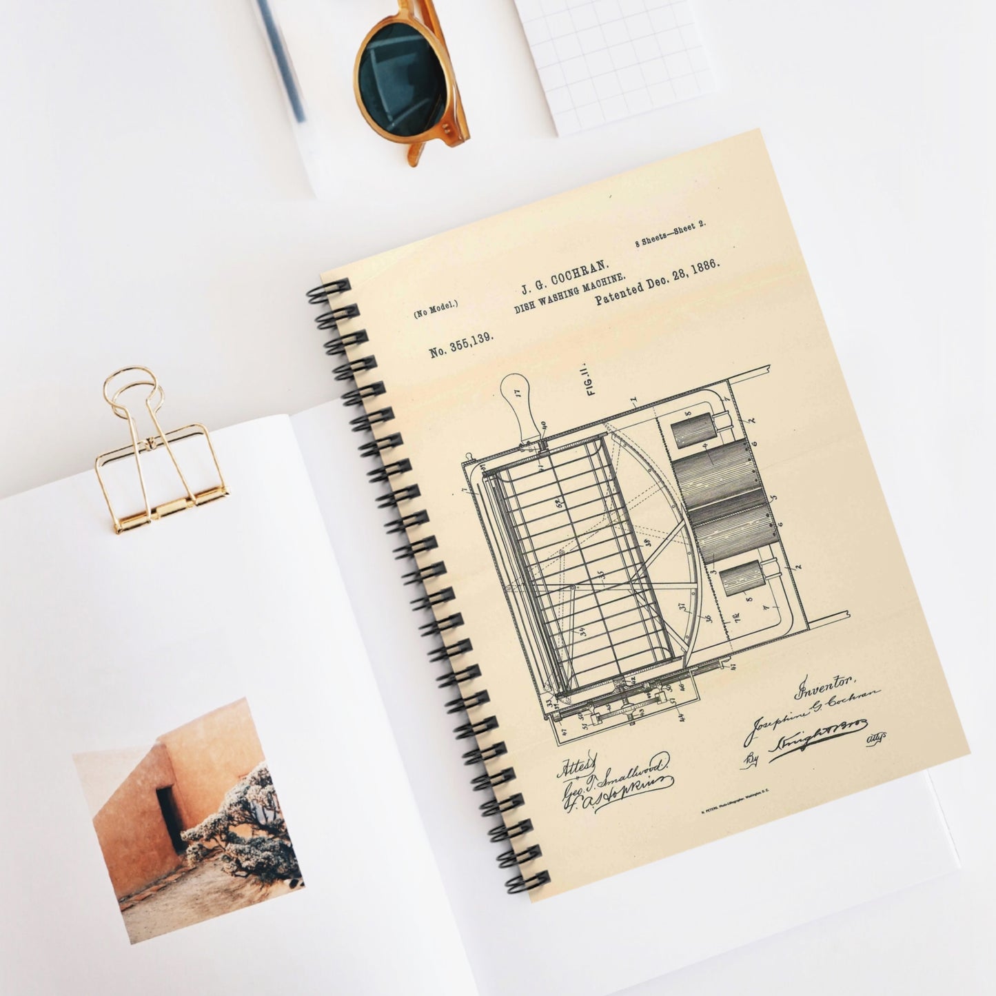 Patent Case File No. 355,139, Dish Washing Machine, Inventor Josephine G. Cochran - DPLA - 1a806ea5879c9a272713bca02da1a760 (page 56) Spiral Bound Ruled Notebook with Printed Cover