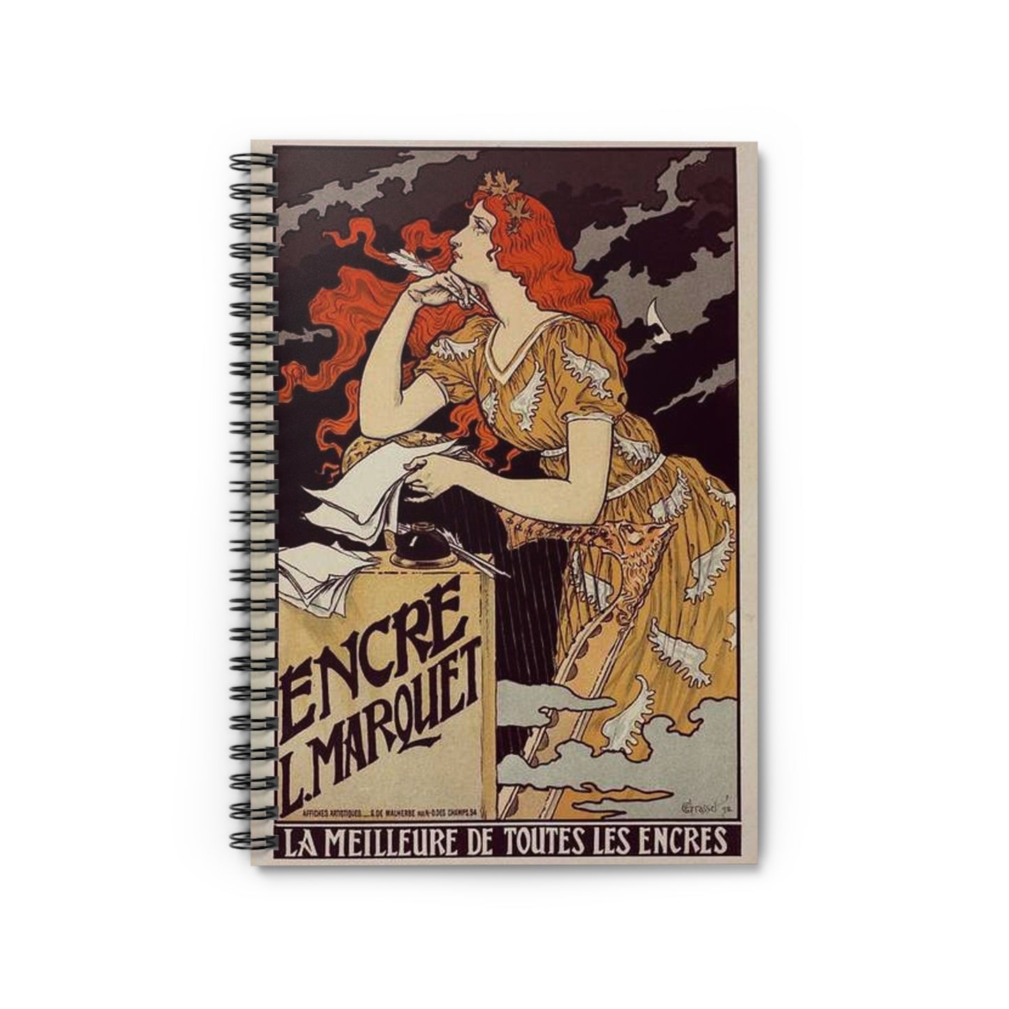 Affiche pour l' "Encre Marquet". Spiral Bound Ruled Notebook with Printed Cover